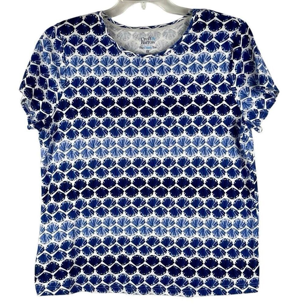 Croft & Barrow Blue White Seashell Pattern T-shirt XXL